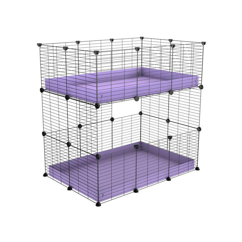 A two tier 3x2 c&c cage for guinea pigs with two levels purple correx baby safe grids by brand kavee in the uk