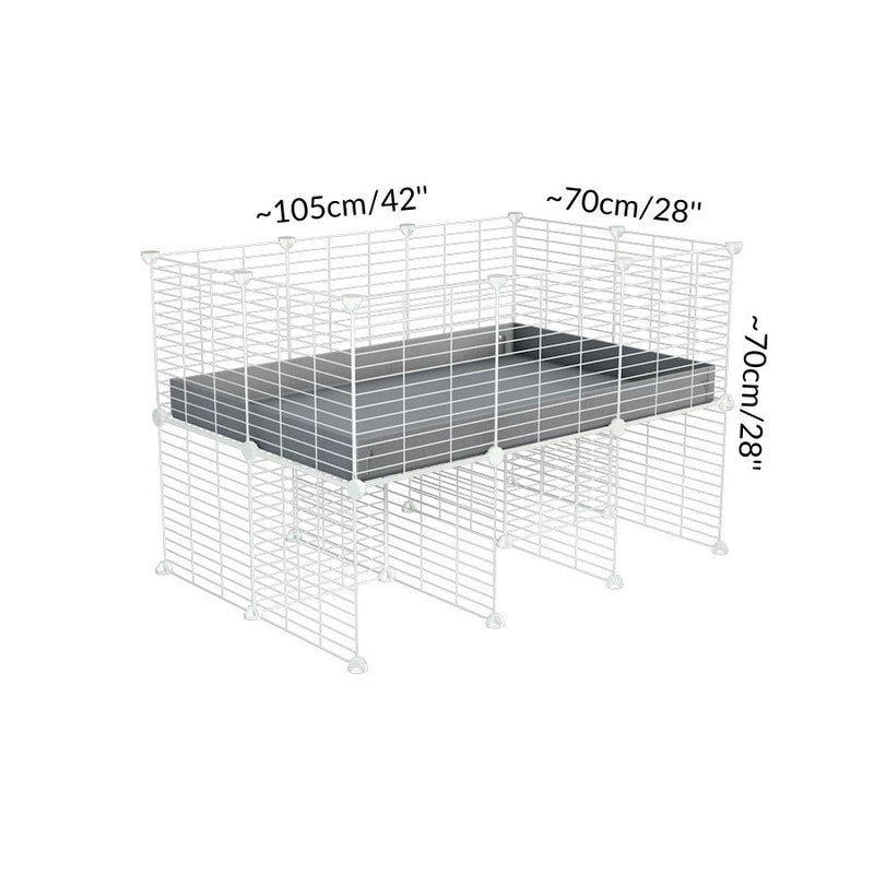 Dimensions of a 3x2 C&C cage for guinea pigs with a stand and a top grey plastic safe white CC grids by kavee