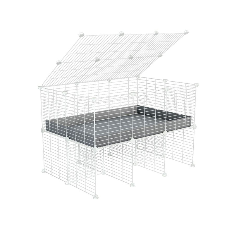 a 3x2 C&C cage for guinea pigs with a stand and a top grey plastic safe white CC grids by kavee