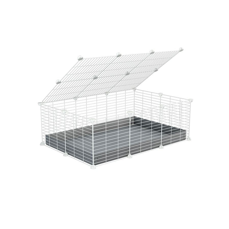 A 2x3 C and C cage for guinea pigs with grey coroplast a lid and small hole white grids from brand kavee