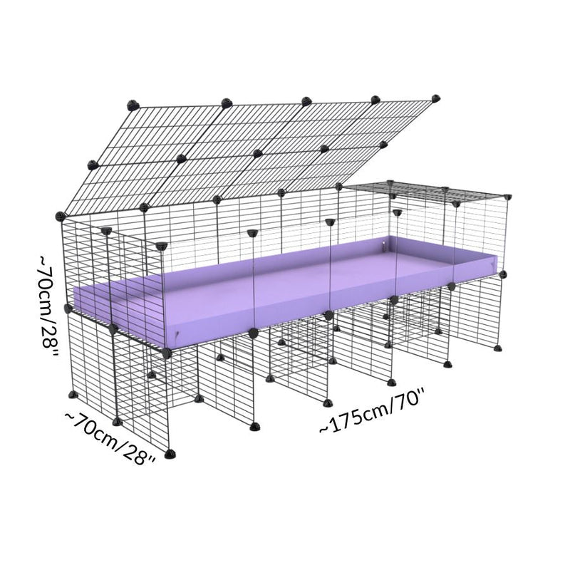 Size of a 5x2 CC cage with clear transparent plexiglass acrylic panels  for guinea pigs with a stand purple lilac pastel correx and grids sold in UK by kavee