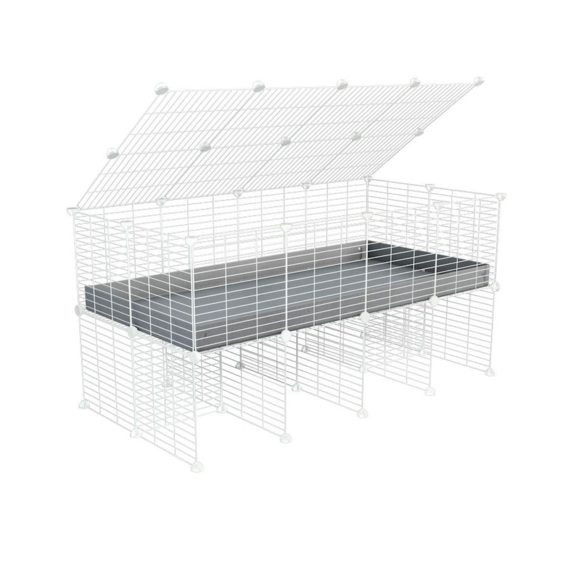a 4x2 C&C cage for guinea pigs with a stand and a top grey plastic safe white C and C grids by kavee