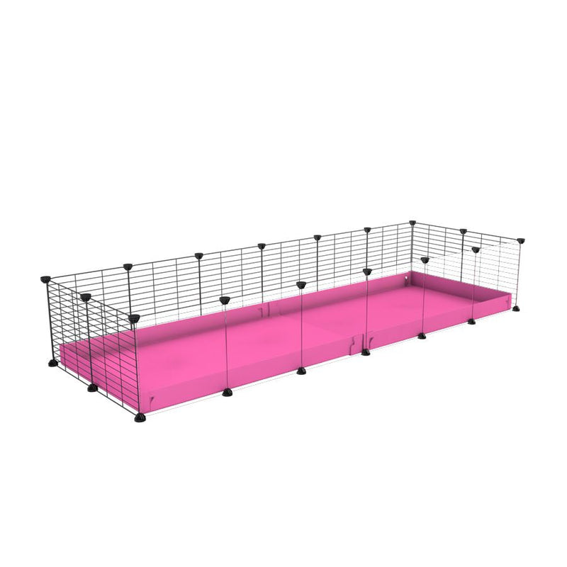 A cheap 6x2 C&C cage with clear transparent perspex acrylic windows  for guinea pig with pink coroplast and baby grids from brand kavee