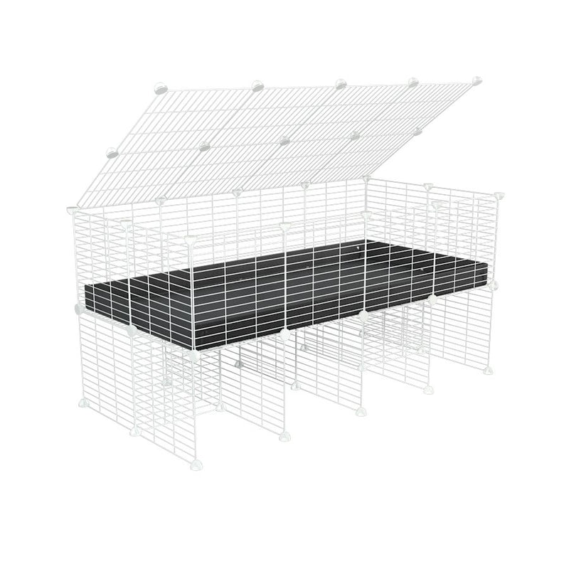 a 4x2 C&C cage for guinea pigs with a stand and a top black plastic safe white C&C grids by kavee