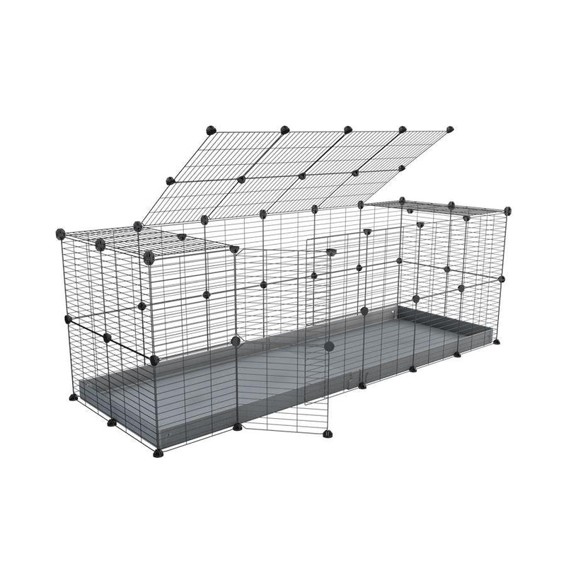 A 6x2 C and C rabbit cage with lid and safe baby grids grey coroplast by kavee UK