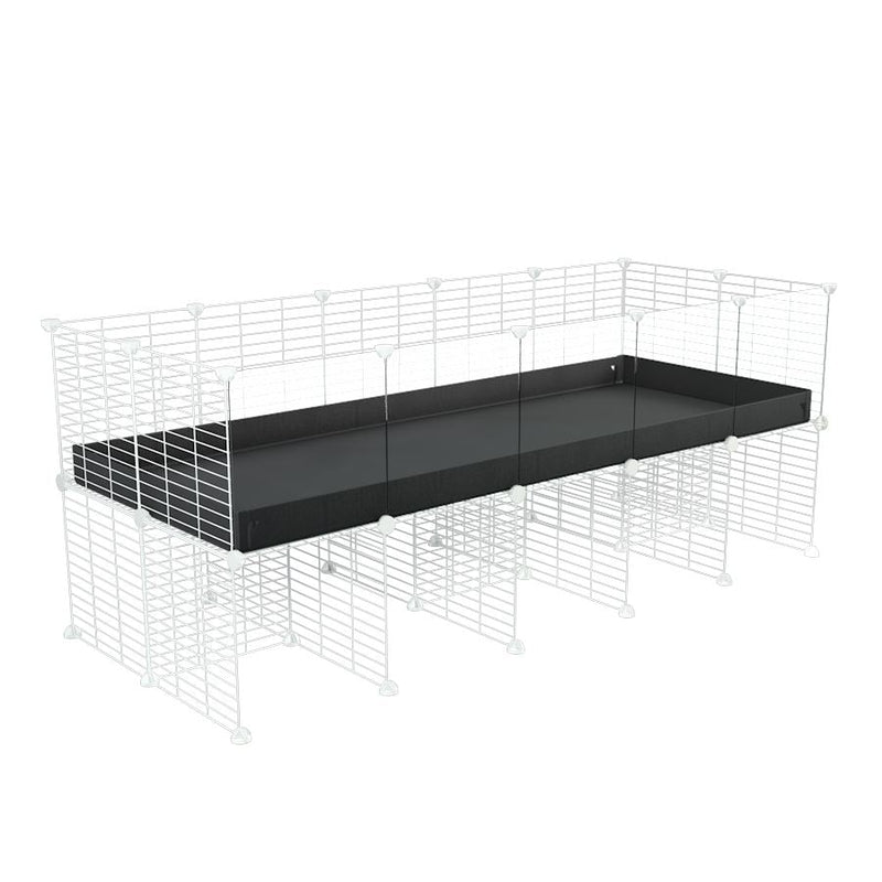 a 5x2 CC cage with clear transparent plexiglass acrylic panels  for guinea pigs with a stand black correx and white CC grids sold in UK by kavee