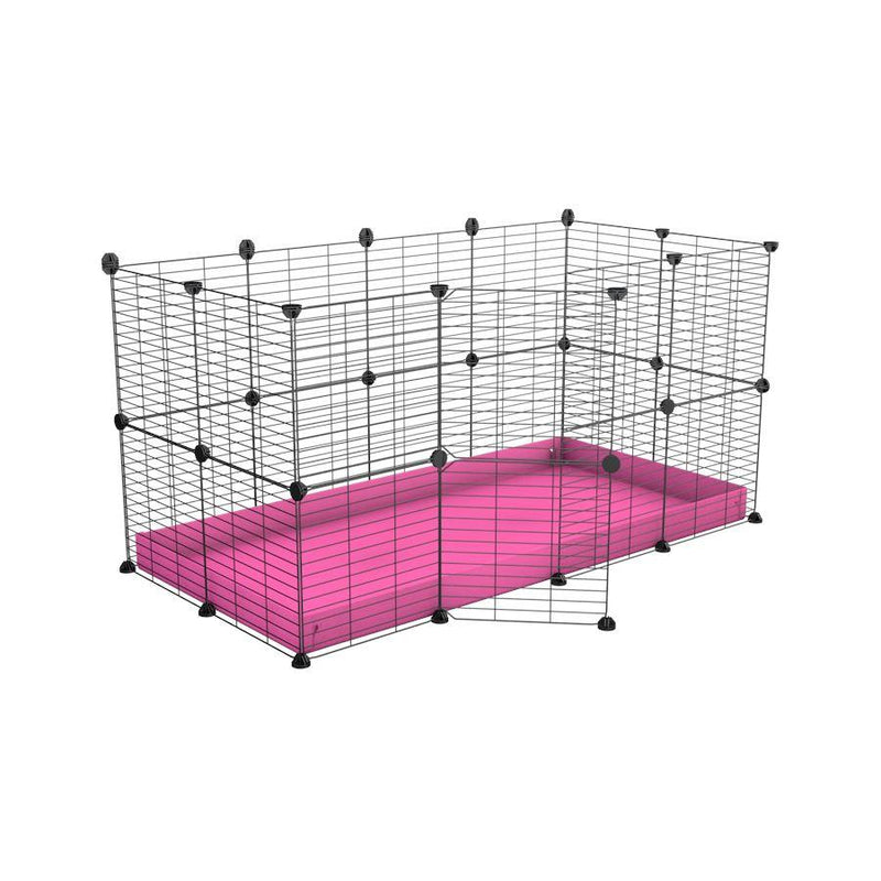 A 4x2 C&C rabbit cage with safe small meshing baby bars grids and pink coroplast by kavee UK
