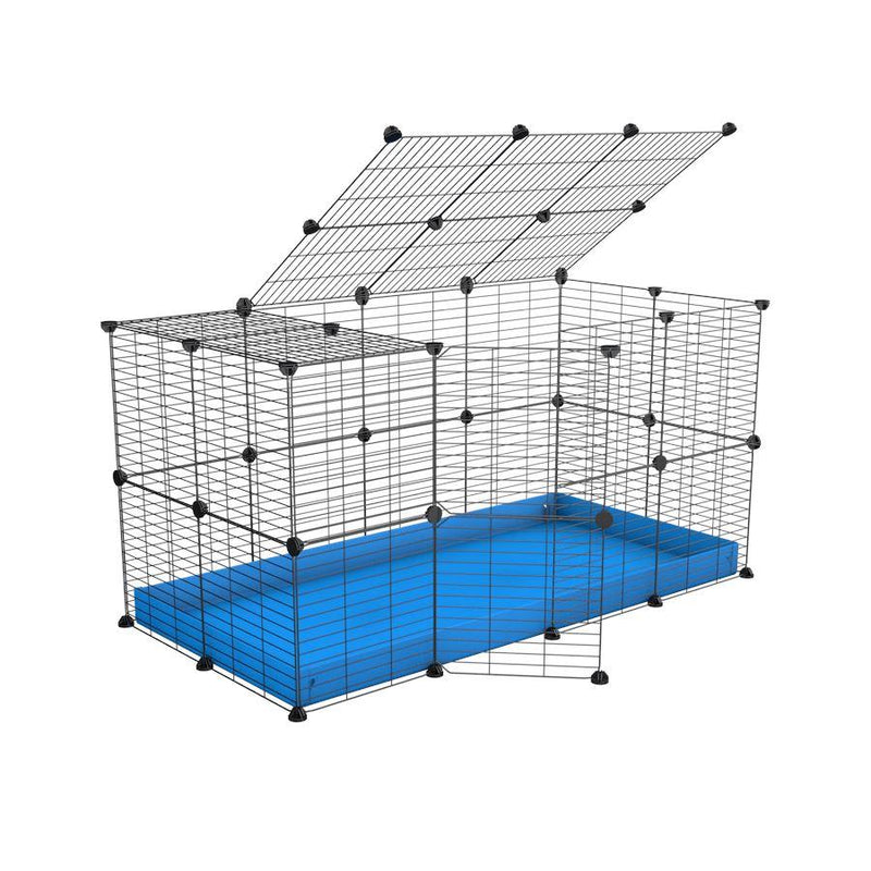 A 4x2 C&C rabbit cage with top and safe baby bars grids blue coroplast by kavee UK