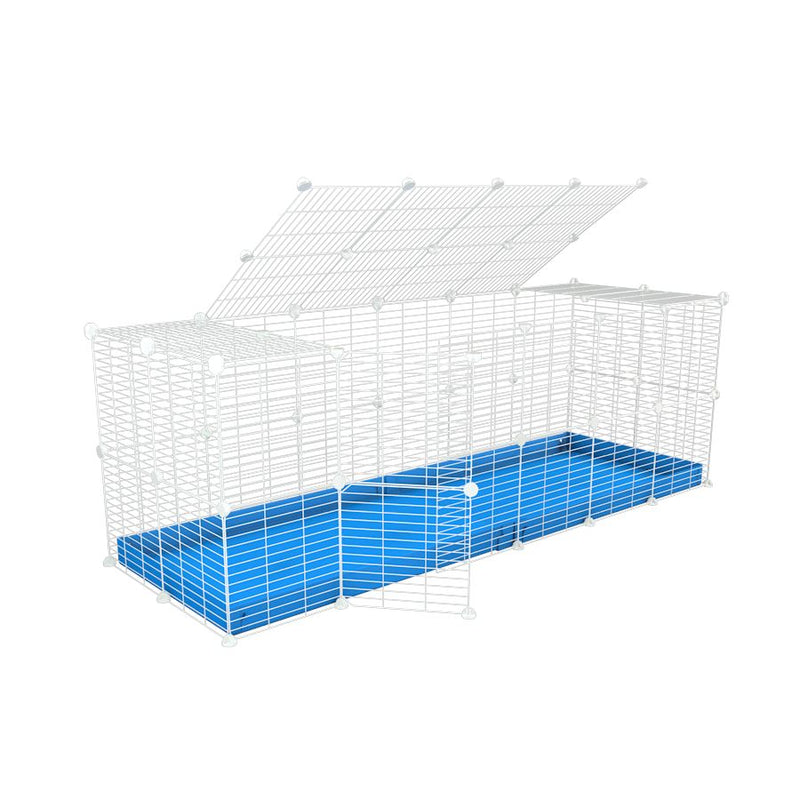 A 6x2 C and C rabbit cage with a top and safe small size baby proof white C and C grids and blue coroplast by kavee UK