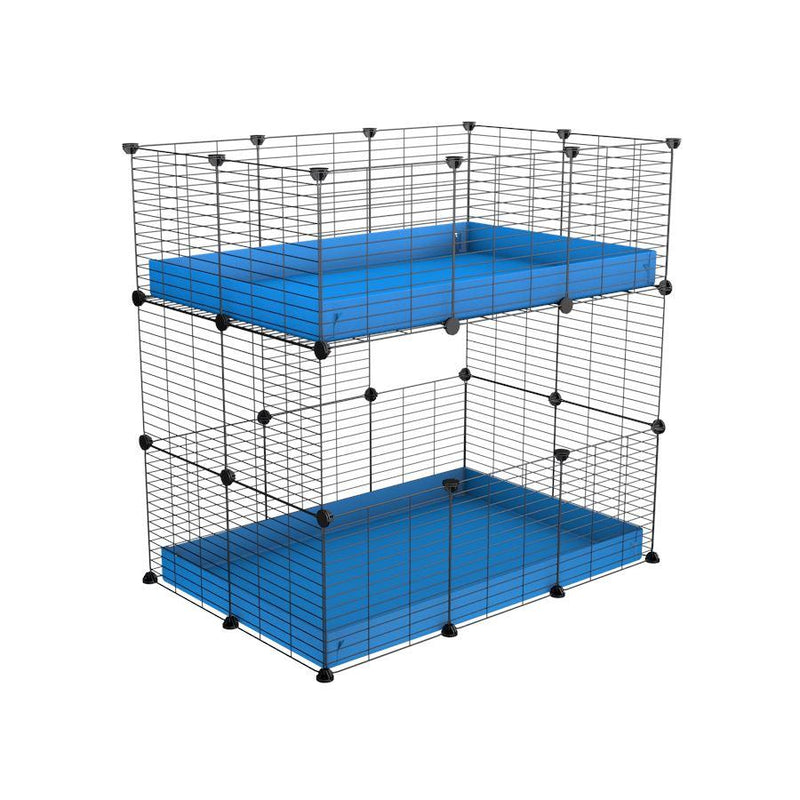 A two tier 3x2 c&c cage for guinea pigs with two levels blue correx baby safe grids by brand kavee in the uk