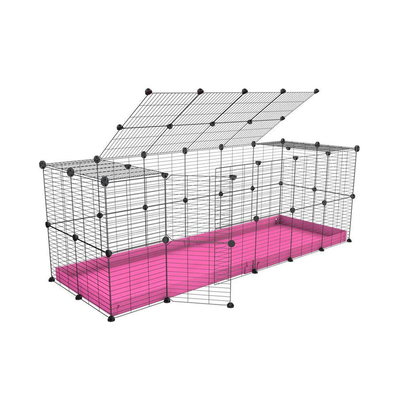 A 6x2 C and C rabbit cage with lid and safe baby grids pink coroplast by kavee UK