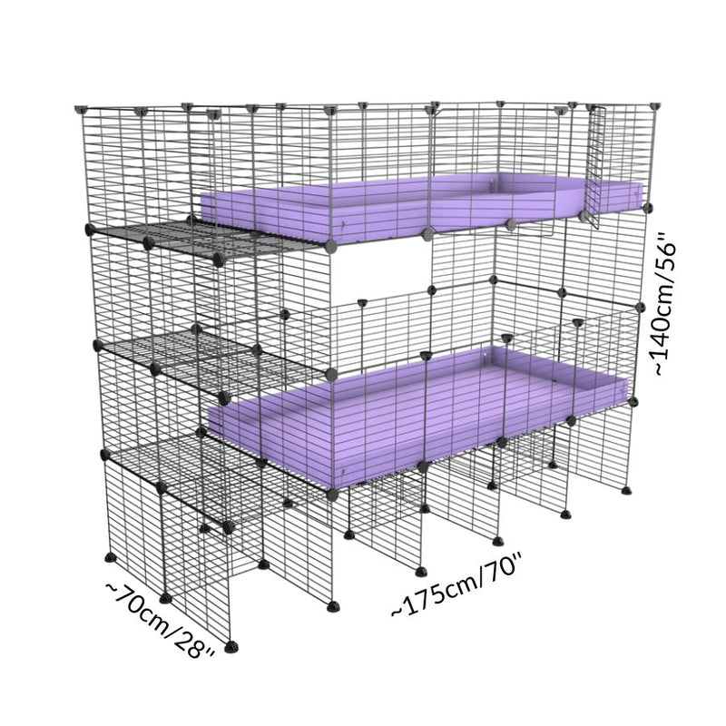Size of A two tier 4x2 c&c cage with stand and side storage for guinea pigs with two levels by brand kavee in the uk