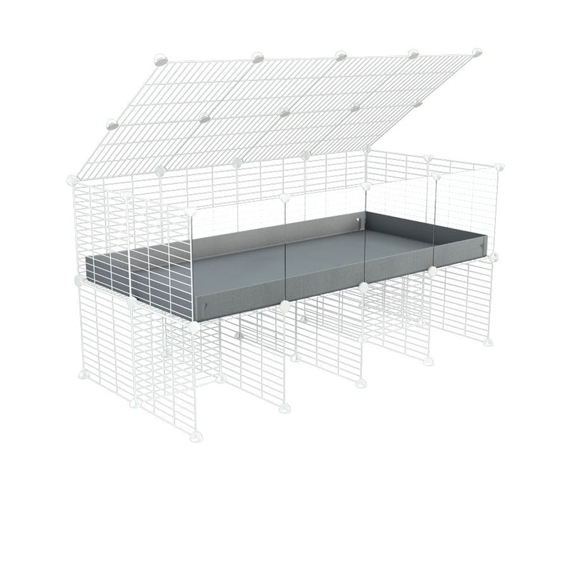 a 4x2 C&C cage with clear transparent perspex acrylic windows  for guinea pigs with a stand and a top grey plastic safe white C and C grids by kavee