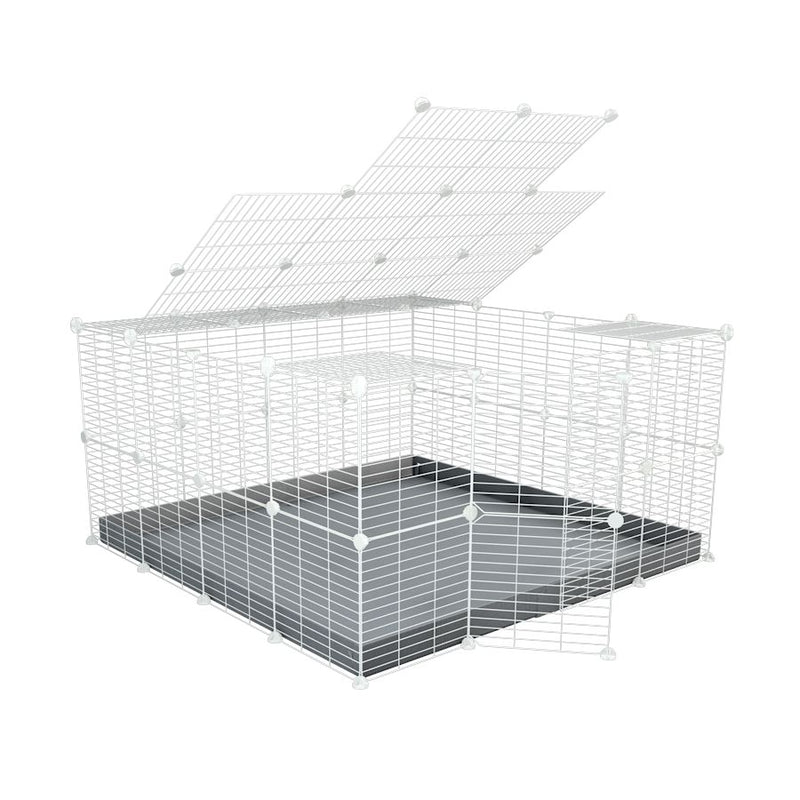 A 4x4 C&C rabbit cage with a top and safe small meshing baby bars white CC grids and grey coroplast by kavee UK