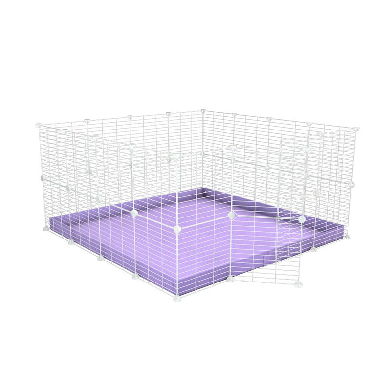 A 4x4 C&C rabbit cage with safe baby bars white C and C grids purple coroplast by kavee UK