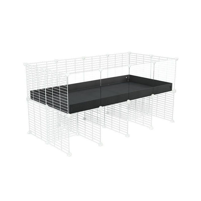 a 4x2 CC cage with clear transparent plexiglass acrylic panels  for guinea pigs with a stand black correx and white CC grids sold in UK by kavee