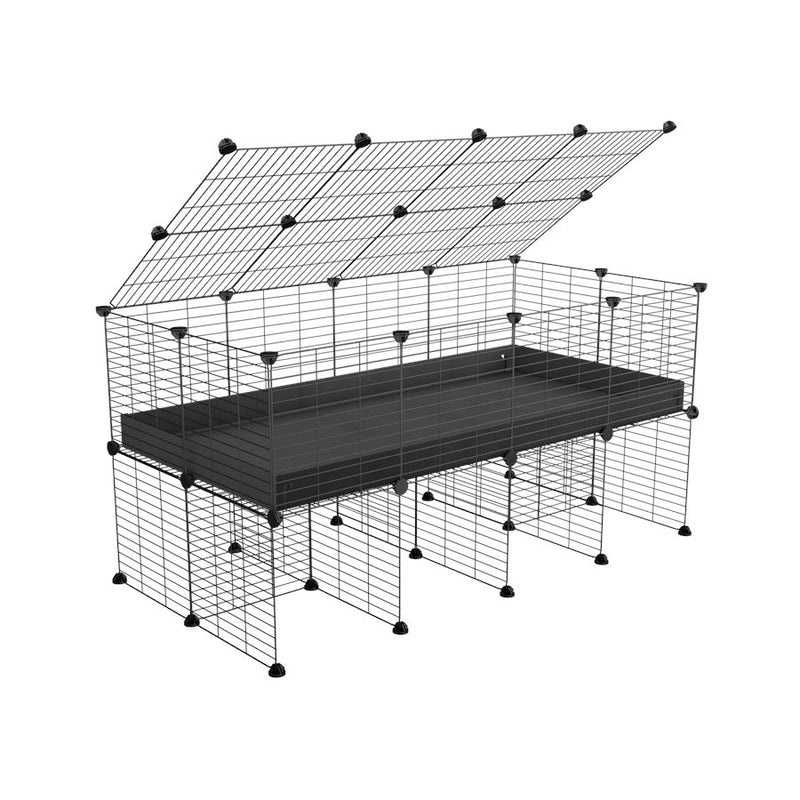 a 4x2 C&C cage for guinea pigs with a stand and a top black plastic safe grids by kavee