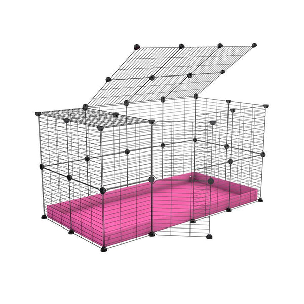 A 4x2 C&C rabbit cage with top and safe small hole grids pink coroplast by kavee UK