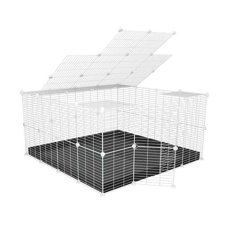 A 4x4 C&C rabbit cage with a top and safe small meshing baby bars white CC grids and black coroplast by kavee UK