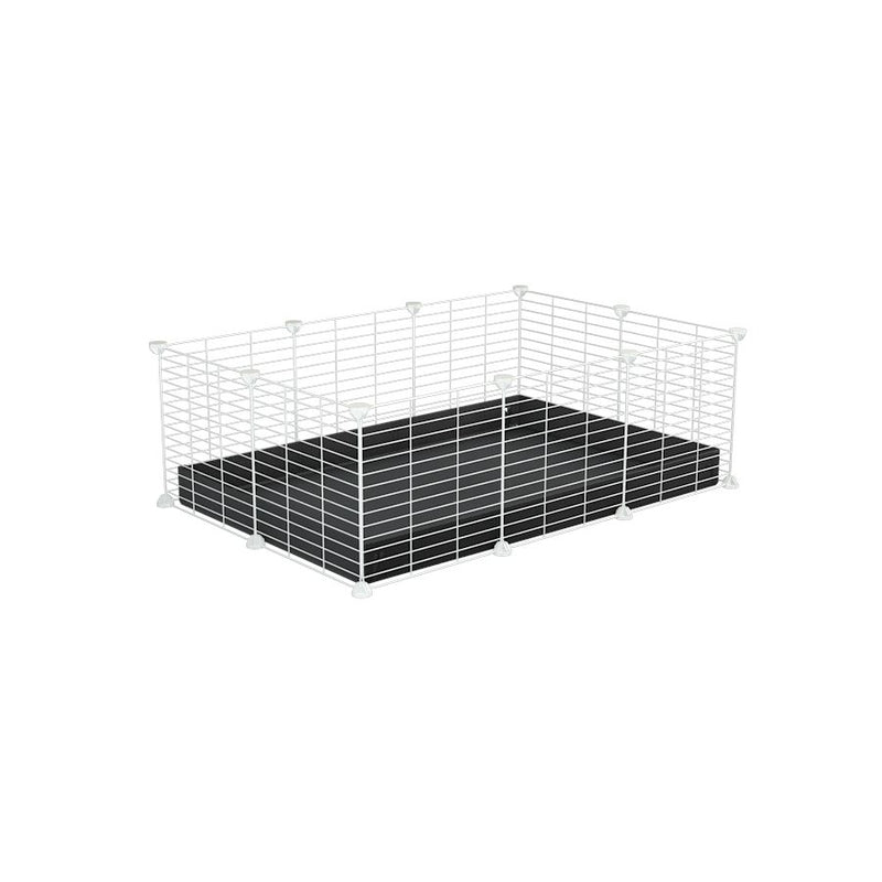 A cheap 3x2 C&C cage for guinea pig with black coroplast and baby proof white grids from brand kavee