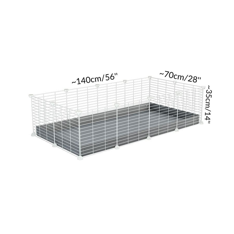 Dimensions of A 2x4 C and C cage for guinea pigs with grey coroplast a lid and small hole white CC grids from brand kavee