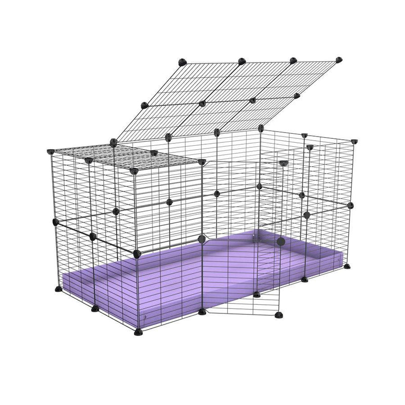 A 4x2 C&C rabbit cage with top and safe baby bars grids purple coroplast by kavee UK