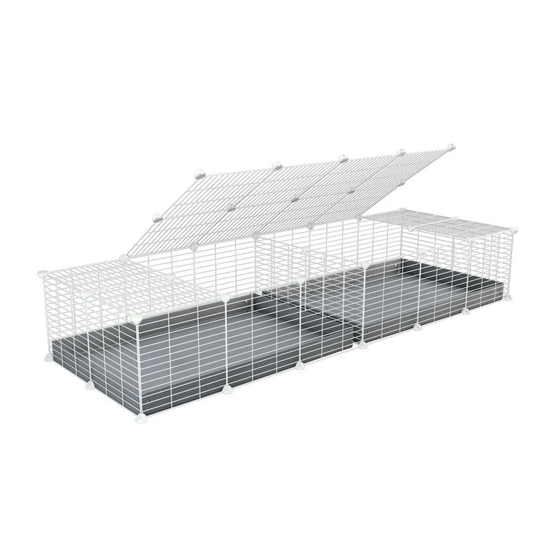 A 6x2 white C&C cage with lid divider for guinea pig fighting or quarantine with grey coroplast from brand kavee