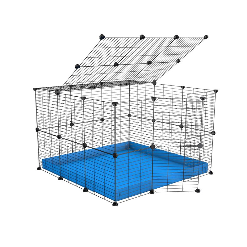 A 3x3 C and C rabbit cage with lid and safe baby grids blue coroplast by kavee UK