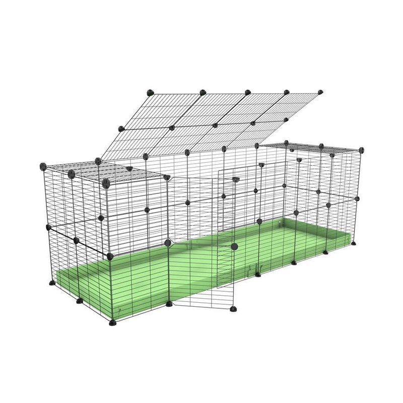 A 6x2 C and C rabbit cage with lid and safe baby grids green pastel coroplast by kavee UK