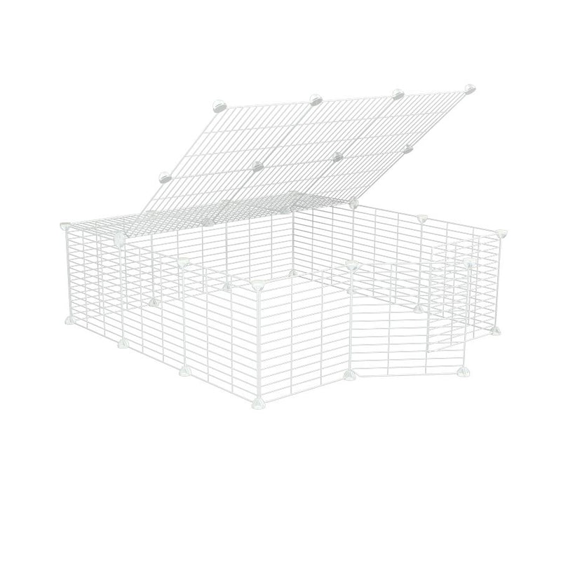 a 3x3 outdoor modular playpen with lid and baby proof white C and C grids for guinea pigs or Rabbits by brand kavee 