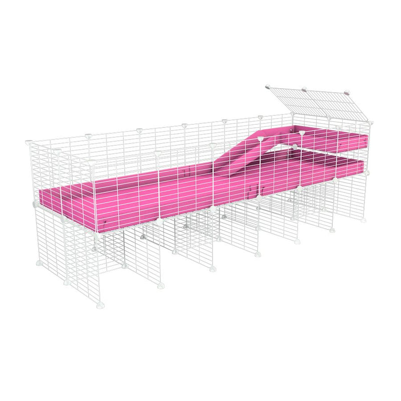 a 6x2 CC guinea pig cage with stand loft ramp small mesh white grids pink corroplast by brand kavee