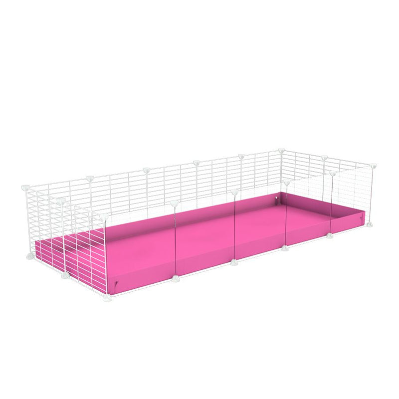A cheap 5x2 C&C cage with clear transparent perspex acrylic windows  for guinea pig with pink coroplast and baby proof white grids from brand kavee