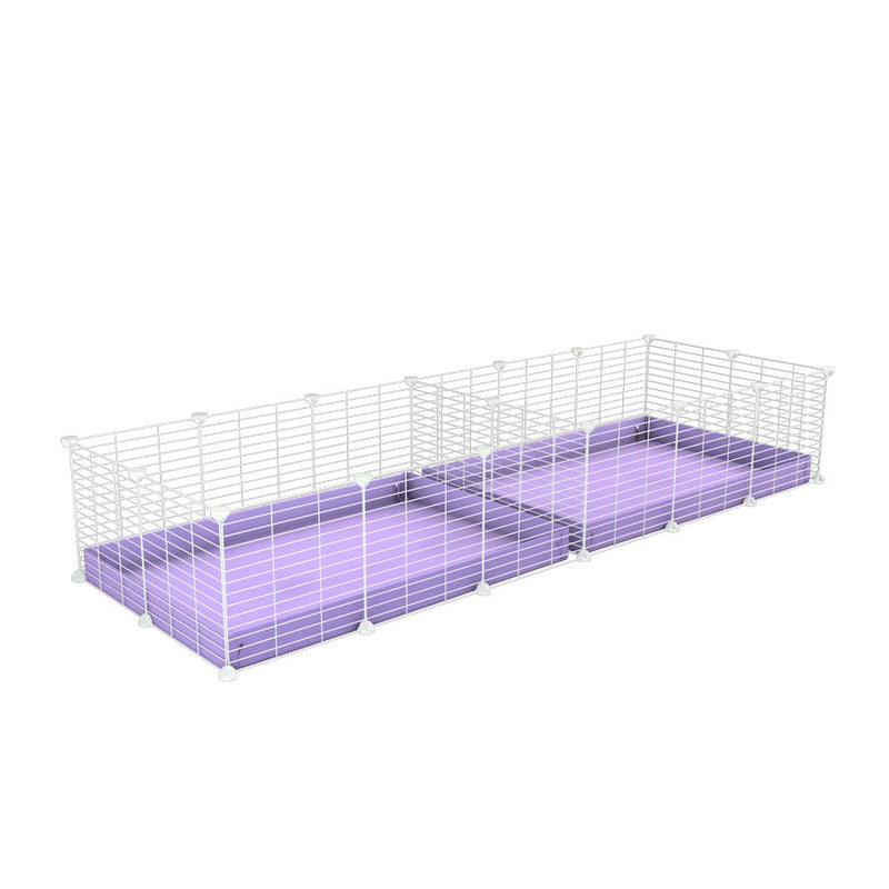 A 6x2 white C&C cage with divider for guinea pig fighting or quarantine with lilac coroplast from brand kavee