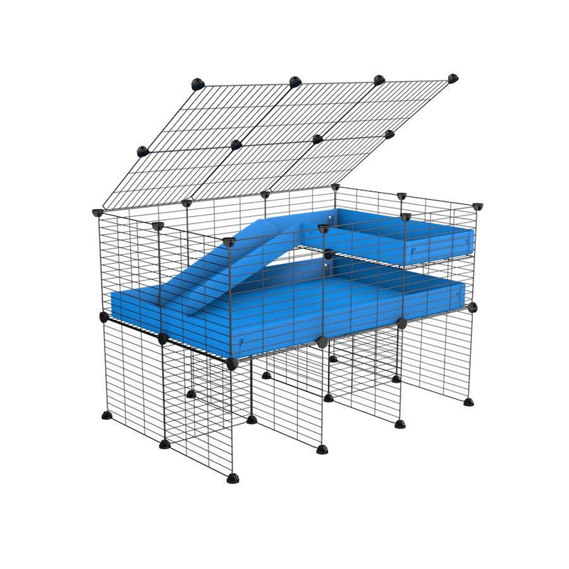 A 2x3 C and C guinea pig cage with stand loft ramp lid small size meshing safe grids blue correx sold in UK