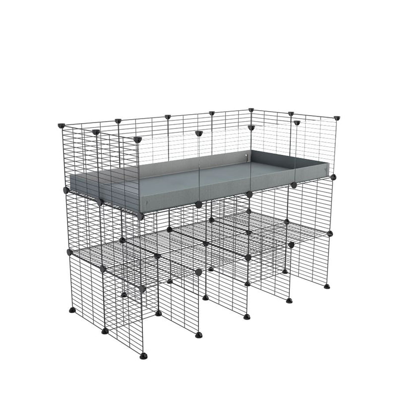 a tall 4x2 C&C guinea pigs cage with clear transparent plexiglass acrylic panels  with a double stand grey coroplast and safe small hole grids sold in UK by kavee