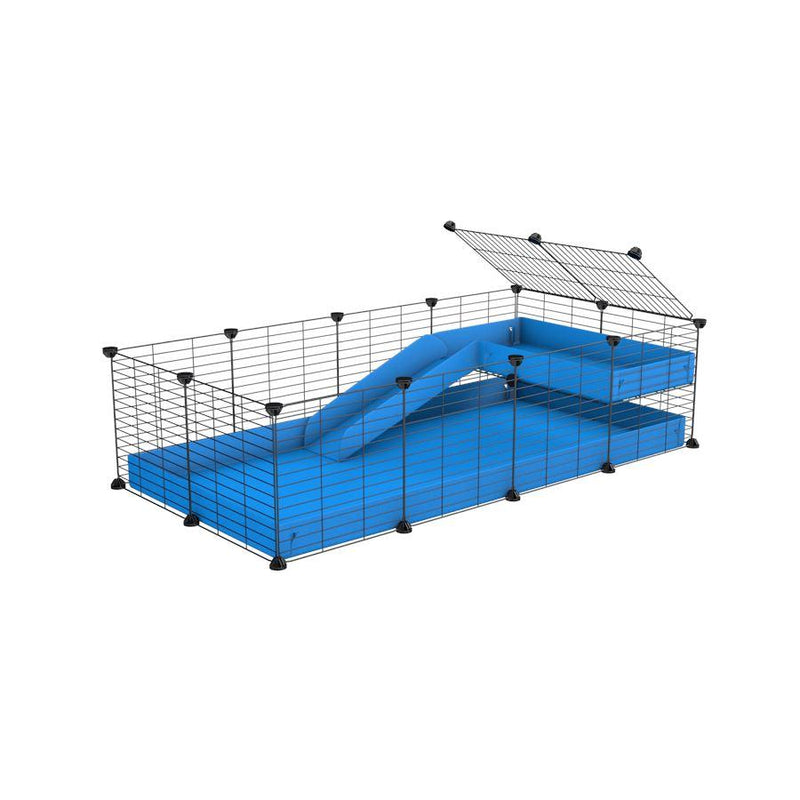 a 4x2 C&C guinea pig cage with a loft and a ramp blue coroplast sheet and baby bars by kavee